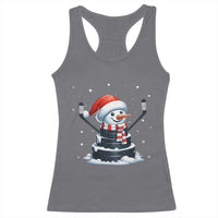 Hockey Puck Snowman Racerback Tank Top Funny Holiday Christmas Gift - Wonder Print Shop
