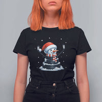 Hockey Puck Snowman T Shirt For Women Funny Holiday Christmas Gift - Wonder Print Shop