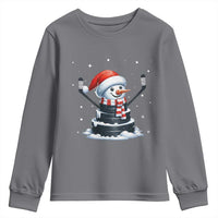 Hockey Puck Snowman Youth Sweatshirt Funny Holiday Christmas Gift - Wonder Print Shop