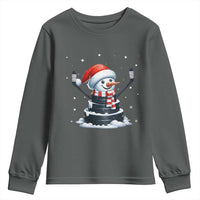 Hockey Puck Snowman Youth Sweatshirt Funny Holiday Christmas Gift - Wonder Print Shop