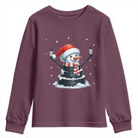 Hockey Puck Snowman Youth Sweatshirt Funny Holiday Christmas Gift - Wonder Print Shop
