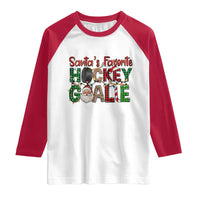 Santa Favorite Hockey Goalie Raglan Shirt Funny Christmas Gift - Wonder Print Shop
