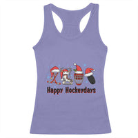 Happy Hockeydays Racerback Tank Top Funny Christmas Ice Hockey Gift - Wonder Print Shop