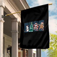 Funny Ice Hockey Christmas Gift Garden Flag Santa Snowman And Gingerbread Playing Together - Wonder Print Shop