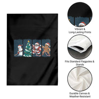 Funny Ice Hockey Christmas Gift Garden Flag Santa Snowman And Gingerbread Playing Together - Wonder Print Shop