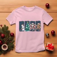Funny Ice Hockey Christmas Gift T Shirt Santa Snowman And Gingerbread Playing Together - Wonder Print Shop