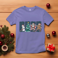 Funny Ice Hockey Christmas Gift T Shirt Santa Snowman And Gingerbread Playing Together - Wonder Print Shop