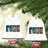 Funny Ice Hockey Christmas Gift Ceramic Ornament Santa Snowman And Gingerbread Playing Together - Wonder Print Shop