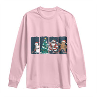 Funny Ice Hockey Christmas Gift Long Sleeve Shirt Santa Snowman And Gingerbread Playing Together - Wonder Print Shop