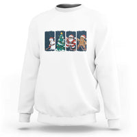 Funny Ice Hockey Christmas Gift Sweatshirt Santa Snowman And Gingerbread Playing Together - Wonder Print Shop