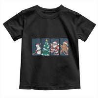 Funny Ice Hockey Christmas Gift Toddler T Shirt Santa Snowman And Gingerbread Playing Together - Wonder Print Shop