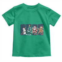 Funny Ice Hockey Christmas Gift Toddler T Shirt Santa Snowman And Gingerbread Playing Together - Wonder Print Shop