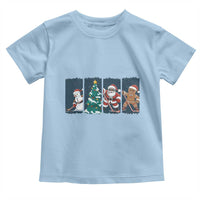 Funny Ice Hockey Christmas Gift Toddler T Shirt Santa Snowman And Gingerbread Playing Together - Wonder Print Shop