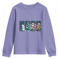 Funny Ice Hockey Christmas Gift Youth Sweatshirt Santa Snowman And Gingerbread Playing Together - Wonder Print Shop