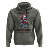 Jingle Bells Hockey Smells Hoodie Funny Santa Ice Hockey Christmas Gift - Wonder Print Shop