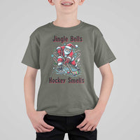 Jingle Bells Hockey Smells T Shirt For Kid Funny Santa Ice Hockey Christmas Gift - Wonder Print Shop