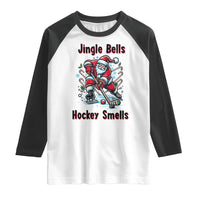Jingle Bells Hockey Smells Raglan Shirt Funny Santa Ice Hockey Christmas Gift - Wonder Print Shop