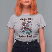 Jingle Bells Hockey Smells T Shirt For Women Funny Santa Ice Hockey Christmas Gift - Wonder Print Shop