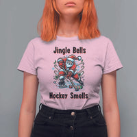 Jingle Bells Hockey Smells T Shirt For Women Funny Santa Ice Hockey Christmas Gift - Wonder Print Shop
