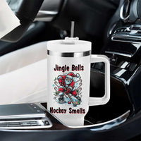 Jingle Bells Hockey Smells Tumbler With Handle Funny Santa Ice Hockey Christmas Gift - Wonder Print Shop