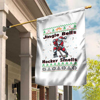 Ugly Christmas Sweater Santa Playing Hockey Garden Flag Jingle Bells Hockey Smells - Wonder Print Shop
