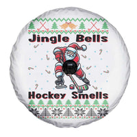 Ugly Christmas Sweater Santa Playing Hockey Spare Tire Cover Jingle Bells Hockey Smells - Wonder Print Shop
