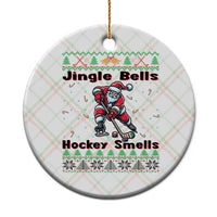Ugly Christmas Sweater Santa Playing Hockey Ceramic Ornament Jingle Bells Hockey Smells - Wonder Print Shop