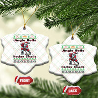 Ugly Christmas Sweater Santa Playing Hockey Ceramic Ornament Jingle Bells Hockey Smells - Wonder Print Shop
