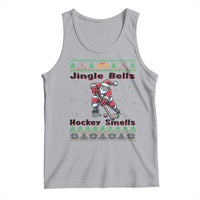 Ugly Christmas Sweater Santa Playing Hockey Tank Top Jingle Bells Hockey Smells - Wonder Print Shop