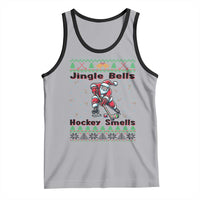 Ugly Christmas Sweater Santa Playing Hockey Tank Top Jingle Bells Hockey Smells - Wonder Print Shop