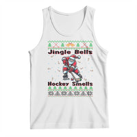Ugly Christmas Sweater Santa Playing Hockey Tank Top Jingle Bells Hockey Smells - Wonder Print Shop