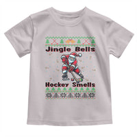Ugly Christmas Sweater Santa Playing Hockey Toddler T Shirt Jingle Bells Hockey Smells - Wonder Print Shop