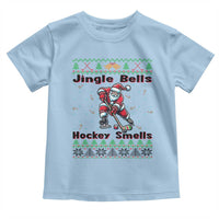 Ugly Christmas Sweater Santa Playing Hockey Toddler T Shirt Jingle Bells Hockey Smells - Wonder Print Shop