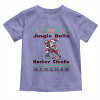 Ugly Christmas Sweater Santa Playing Hockey Toddler T Shirt Jingle Bells Hockey Smells - Wonder Print Shop