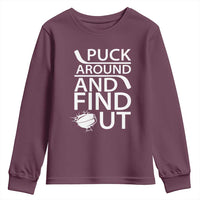 Puck Around And Find Out Youth Sweatshirt Hockey Lover Gift - Wonder Print Shop