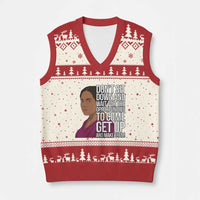 Madam CJ Walker Quote V-Neck Knit Sweater Vest Do Not Sit Down And Wait For Opportunities - Wonder Print Shop