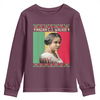 Madam CJ Walker Retro Sunset Youth Sweatshirt Strong Black Woman Leader - Wonder Print Shop