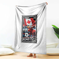 Canada Soccer Moose Throw Blanket Vintage Postal Stamp Road To 2026