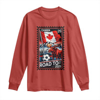 Canada Soccer Moose Long Sleeve Shirt Vintage Postal Stamp Road To 2026