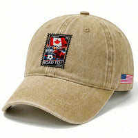 Canada Soccer Moose Washed Cotton Baseball Cap Vintage Postal Stamp Road To 2026