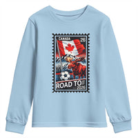 Canada Soccer Moose Youth Sweatshirt Vintage Postal Stamp Road To 2026
