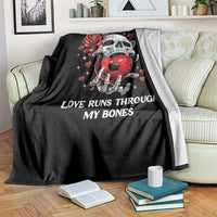 Love Runs Through My Bones Throw Blanket Funny Skeleton Soccer Gift
