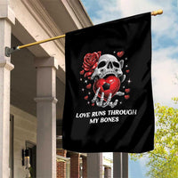 Love Runs Through My Bones Garden Flag Funny Skeleton Soccer Gift