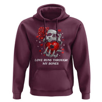 Love Runs Through My Bones Hoodie Funny Skeleton Soccer Gift