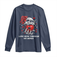 Love Runs Through My Bones Long Sleeve Shirt Funny Skeleton Soccer Gift