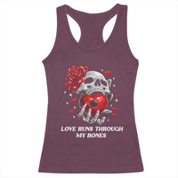 Love Runs Through My Bones Racerback Tank Top Funny Skeleton Soccer Gift
