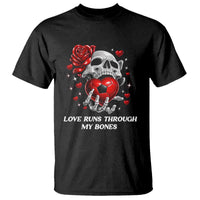 Love Runs Through My Bones T Shirt Funny Skeleton Soccer Gift