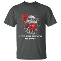 Love Runs Through My Bones T Shirt Funny Skeleton Soccer Gift