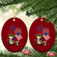 Funny Patriotic Frog Ceramic Ornament Celebrating 250 Years Of Freedom