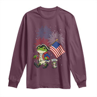 Funny Patriotic Frog Long Sleeve Shirt Celebrating 250 Years Of Freedom